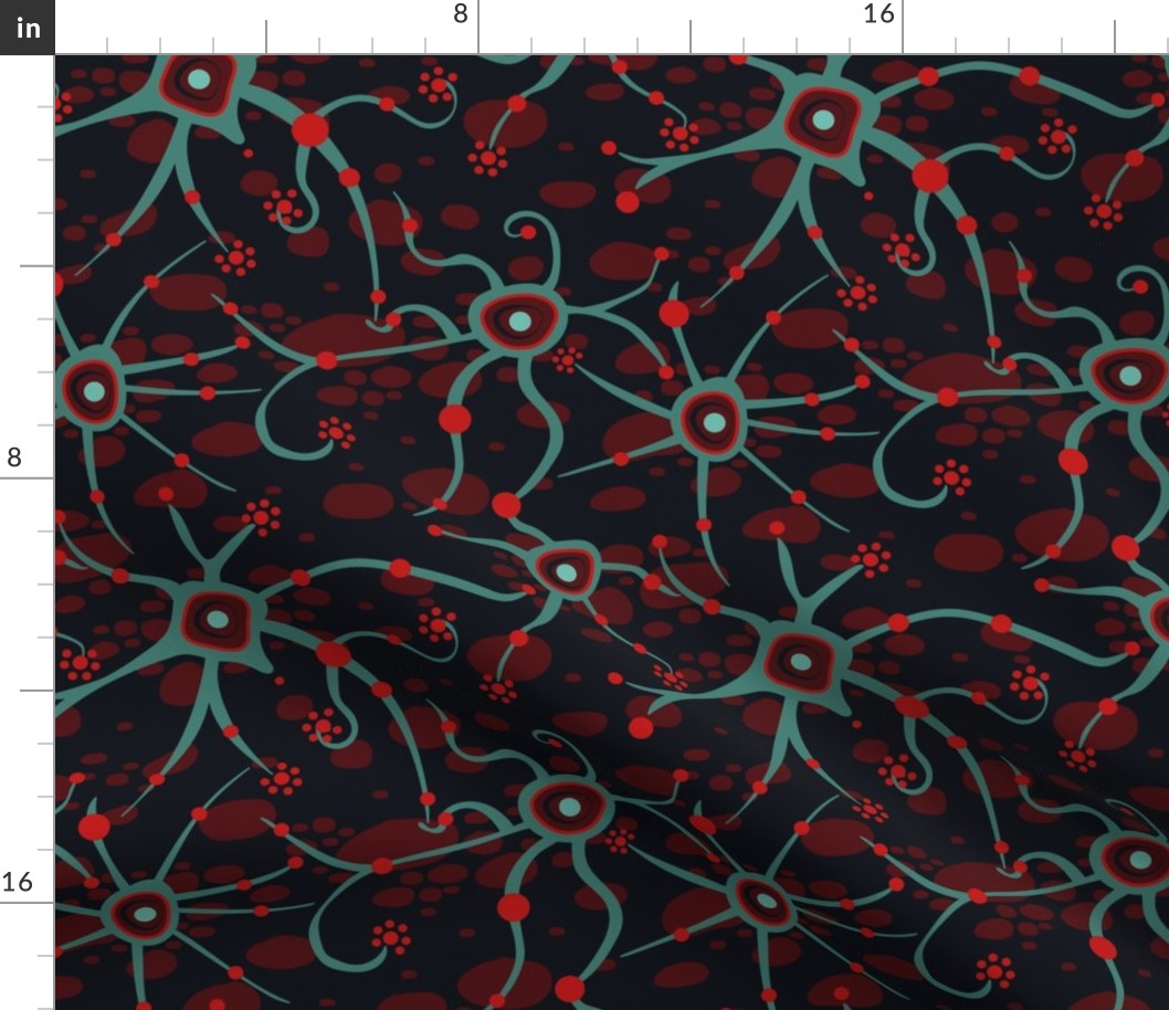 neural network dark red and teal | medium