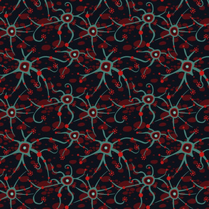 neural network dark red and teal | small