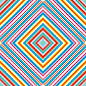 Simple Rainbow Chakra Mandala - Colorful - Rhombus - Folk Geometry Ornament Large Scale