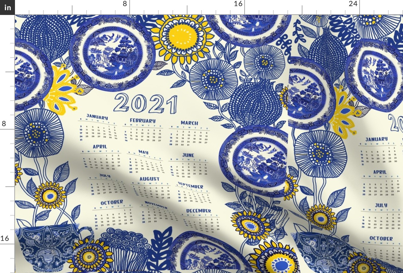 2021 Blue Willow Tea Towel