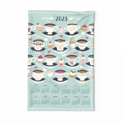 Romance  Wedding Calendar Linen Cotton Canvas Tea Towel by Spoonflower Vintage Tea Towel 2019 Just Married Vw Calendar by honoluludesign