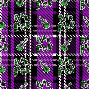 Cute punk rock guitar on plaid background. 