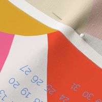 Bright New Year Rainbow 2024 calendar tea towel by Pippa Shaw