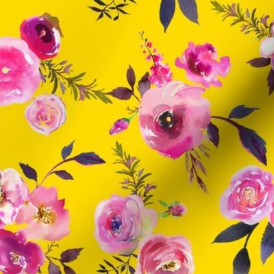 Neon Pink Floral // Golden Yellow