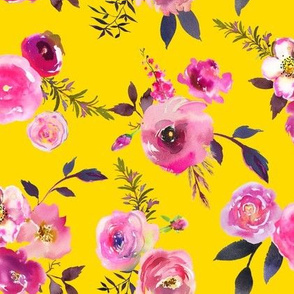 Neon Pink Floral // Golden Yellow