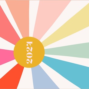 Bright New Year Rainbow 2024 (no calendar) tea towel by Pippa Shaw