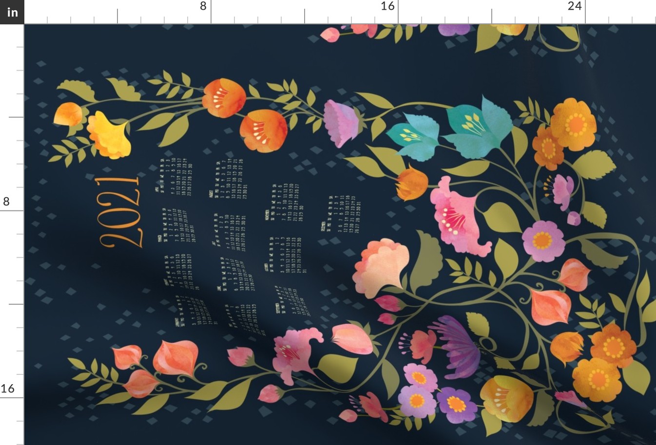 Enchanted Garden 2021 Calendar Tea Towel