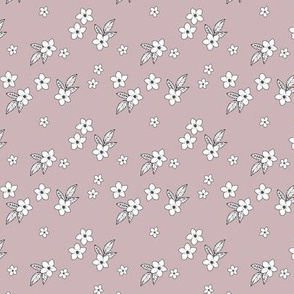 Tiny flowers and petals sweet hibiscus blossom tropical vintage style garden neutral nursery mauve purple SMALL