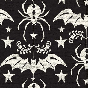 Night Creatures - Halloween Bats and Spiders Black Ivory Large Scale
