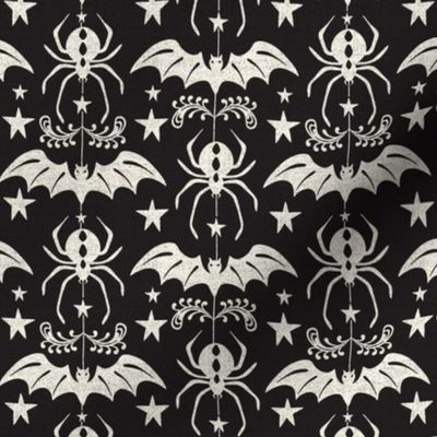 Night Creatures - Halloween Bats and Spiders Black Ivory Regular Scale