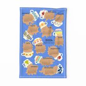 2024 Spill the Tea Calendar Tea Towel Gossip Tea Cups Retro Kitchen