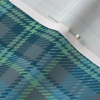 Double Cross Plaid in Turquoise Mint and Bluegray