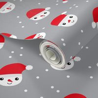 Little snowman and santa hats christmas design snow flakes minimal kids design red gray 