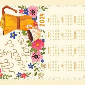 coffe tea towel calendar ,wall hanging 2024