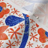 Orange Blue Flower Napkin