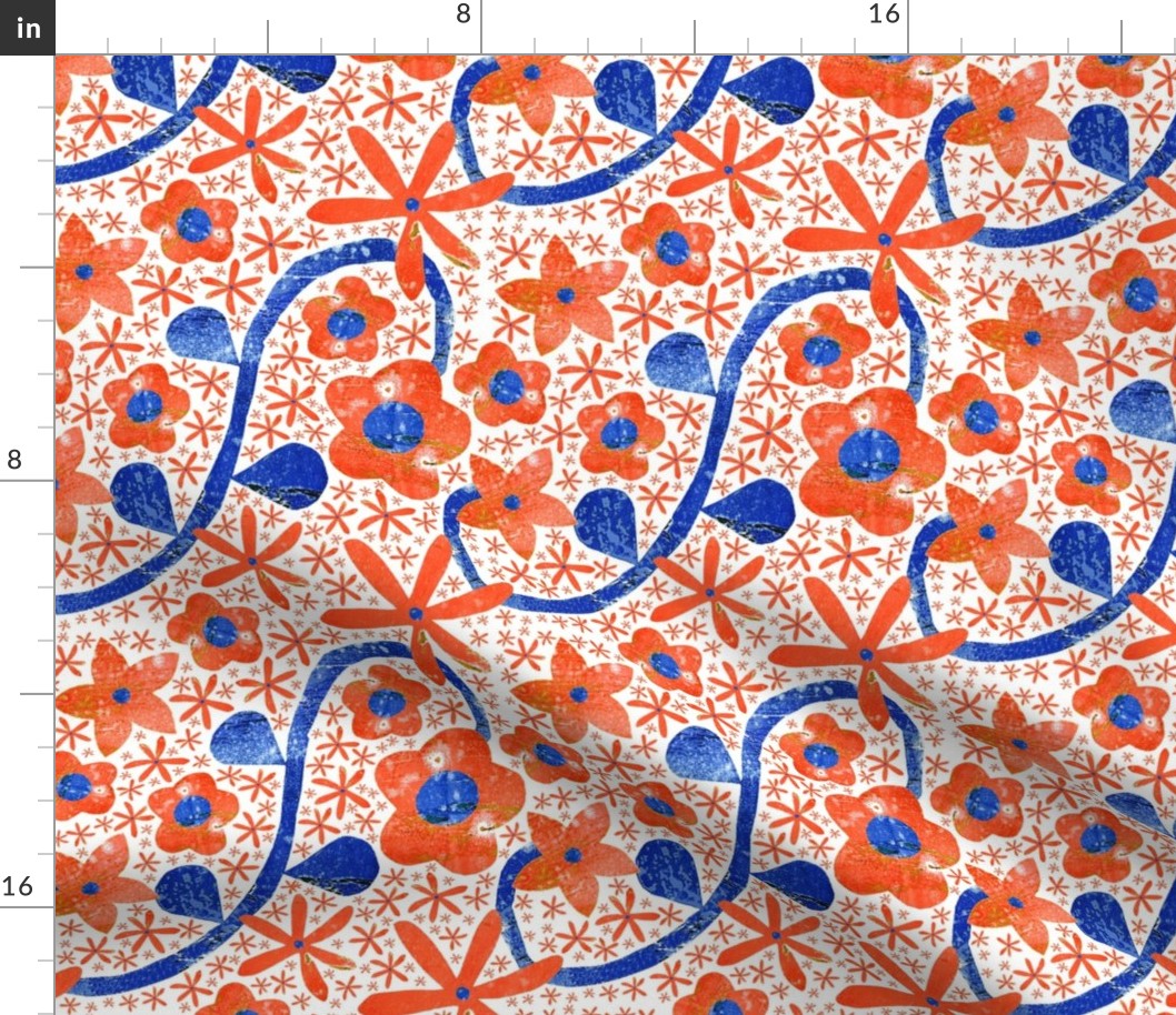 Orange Blue Flower Napkin