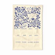 2024 Calendar Indigo Vines Tea Towel