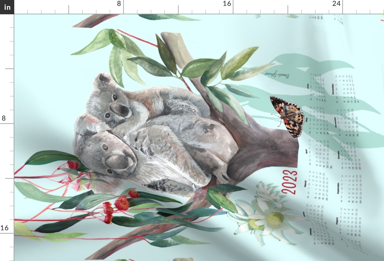 For the Love of Koalas-TeaTowel-2023 Calendar (updated from 2022 calendar)