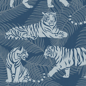 (lg scale) White Tigers and Palms-Navy