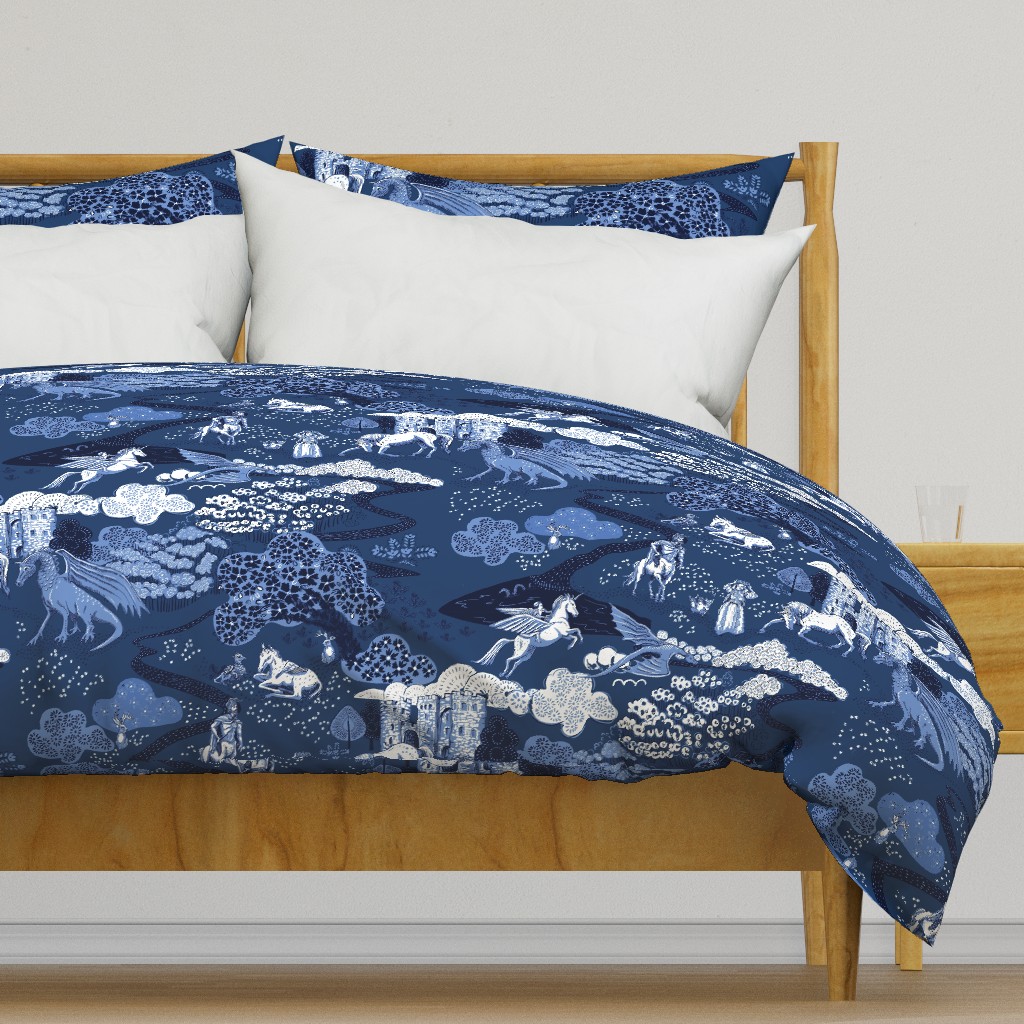 Mythical Creatures Toile blue ground