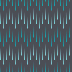 Cascading Rain Chevron Teal on Grey