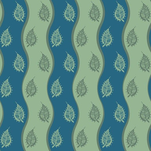 Indigo and Sage Wavy Leaf