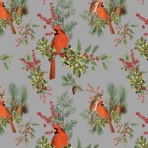 WINTER CARDINALS - THE CARDINAL WOODS COLLECTION (GRAY)