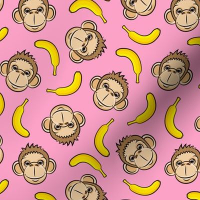 monkeys and bananas on pink - LAD20