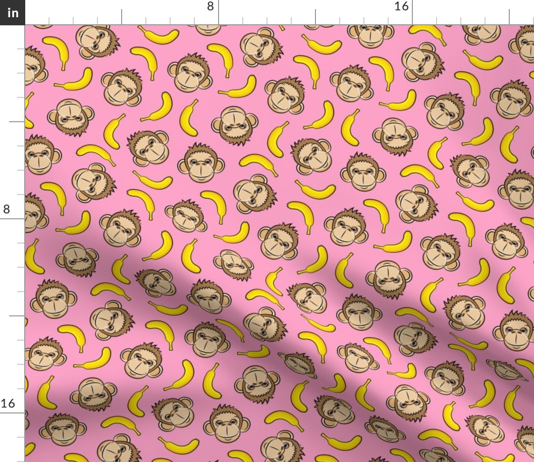 monkeys and bananas on pink - LAD20