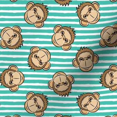 monkeys - teal stripes - LAD20