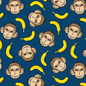 monkeys and bananas on dark blue - LAD20