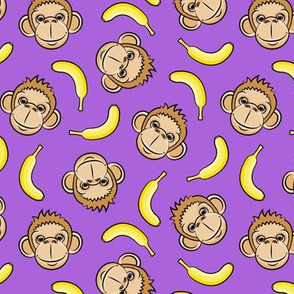 monkeys and bananas on purple - LAD20