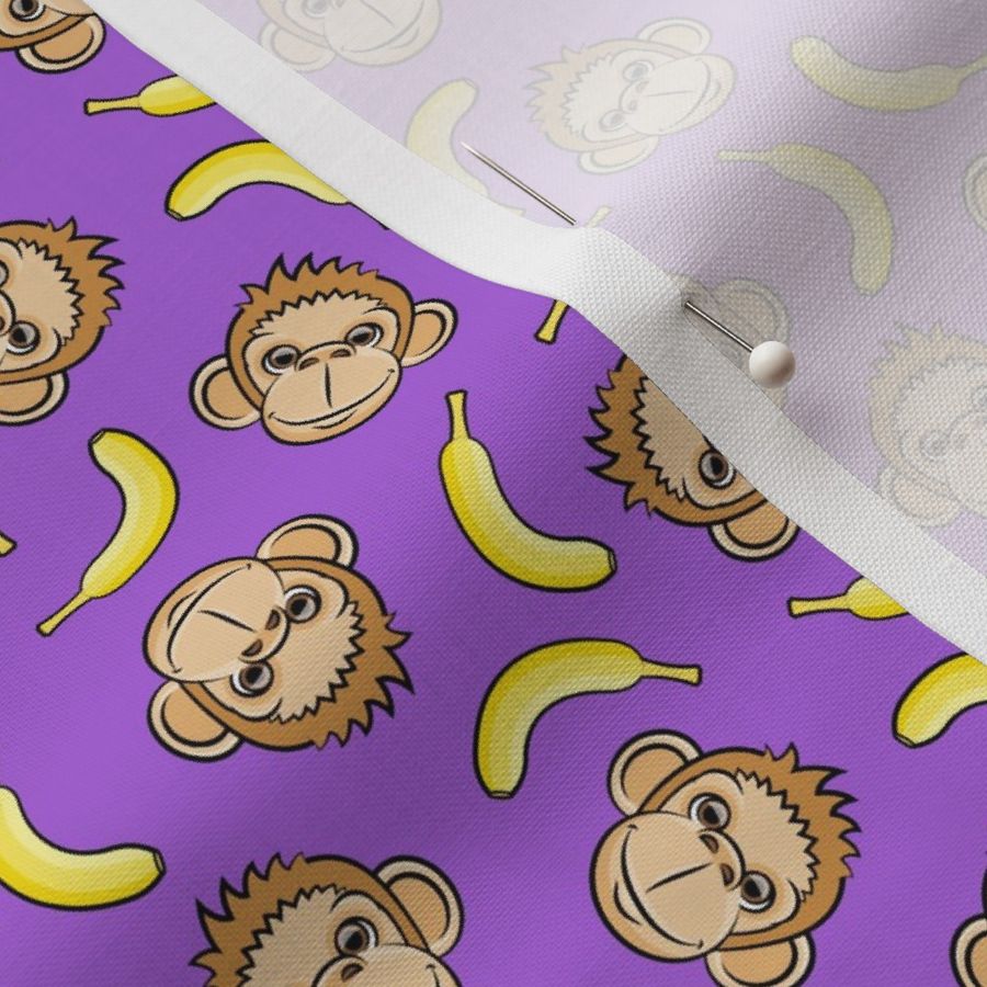 (small scale) monkeys and bananas on purple - LAD20