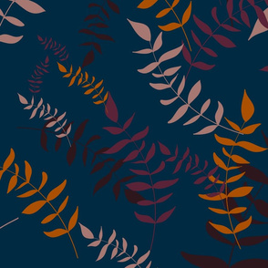 Colorful scattered branches on navy