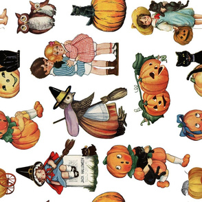 Vintage Halloween on white rotated - large scale