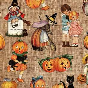 Vintage Halloween on burlap - large scale