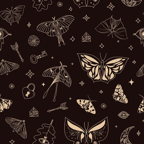 Boho butterflies on dark backround