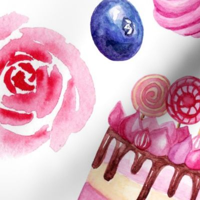 Cake and rose pattern