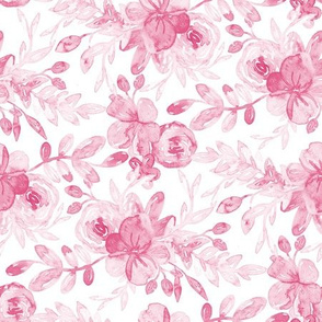 Soft Blush Pink Watercolor Floral on White 