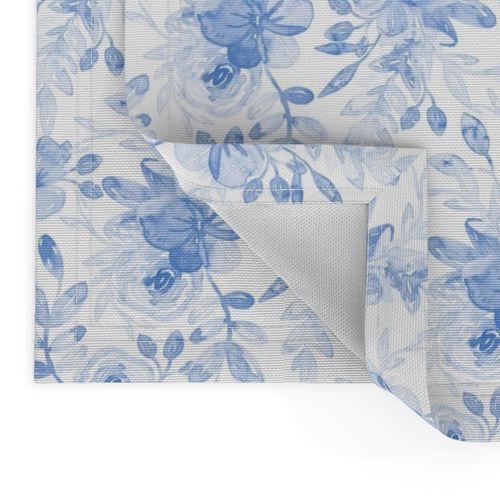 Soft Cornflower Blue Floral on White