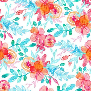 Beautiful Bold Watercolor Floral on White 