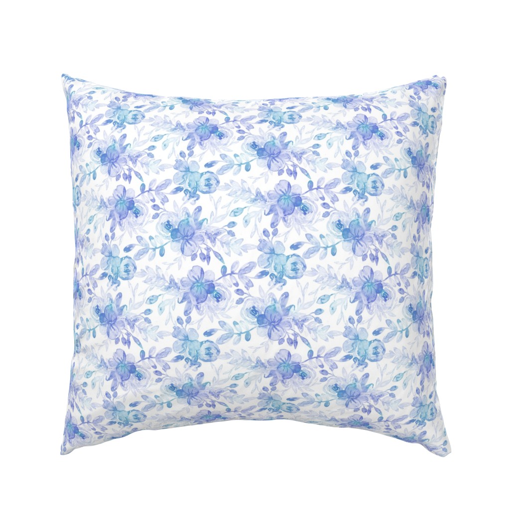 Soft Simple Watercolor Floral - Lavender Purple and Pastel Blue on White 