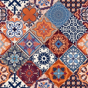 Talavera Tiles L Blue Orange Cream Burgundy Red