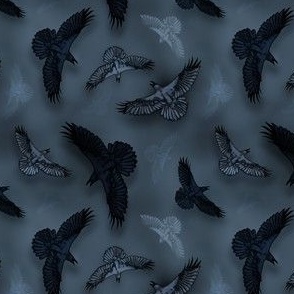 halloween crow crows raven ravens bird birds flying fly flight feather feathers night sky mist misty eerie whimsical mystic esoteric pagan pagans heathen heathens witch witchy witchcraft magic norse viking mythology odin corbeau corbeaux oiseau oiseaux  c