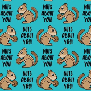 Nuts about you! - Chipmunk valentines - teal - LAD20