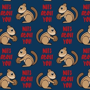 Nuts about you! - Chipmunk valentines - red and blue - LAD20