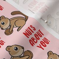 Nuts about you! - Chipmunk valentines - red and pink - LAD20