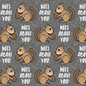 Nuts about you! - Chipmunk valentines - grey - LAD20