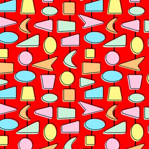 cocktail shapes pastel on red