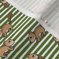 Chipmunks - cute woodland - green stripes - LAD20